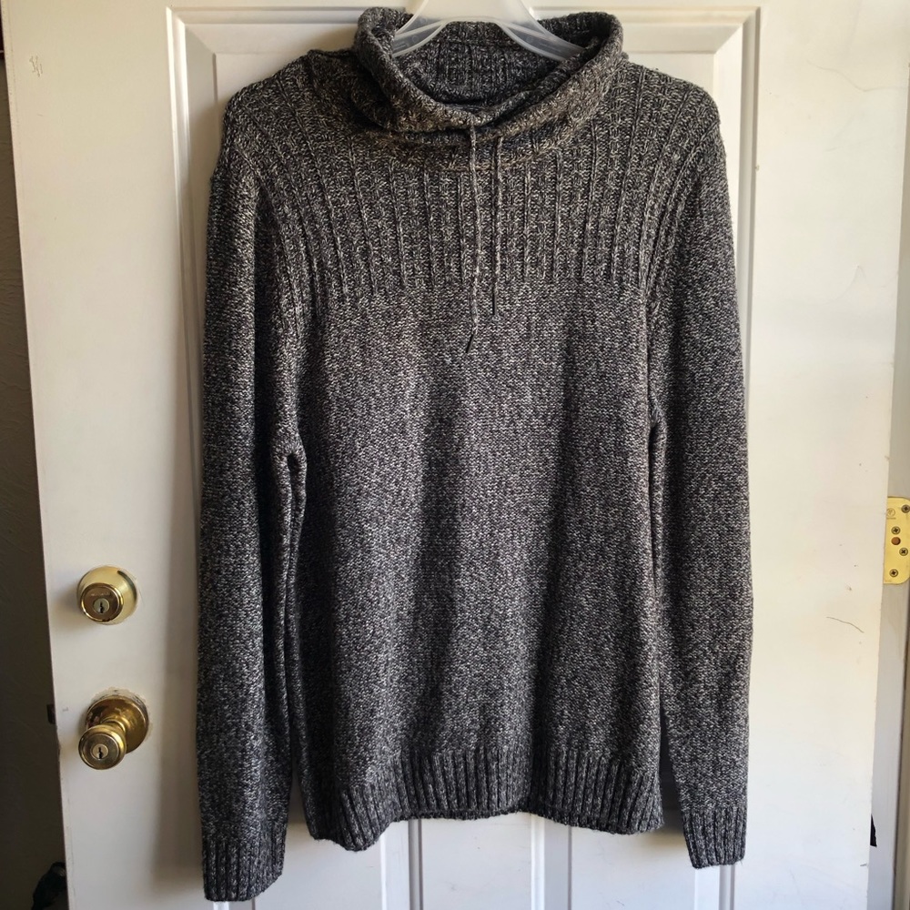 NWT women’s cowl turtleneck minimalist drawstring charcoal gray sweater size XXL